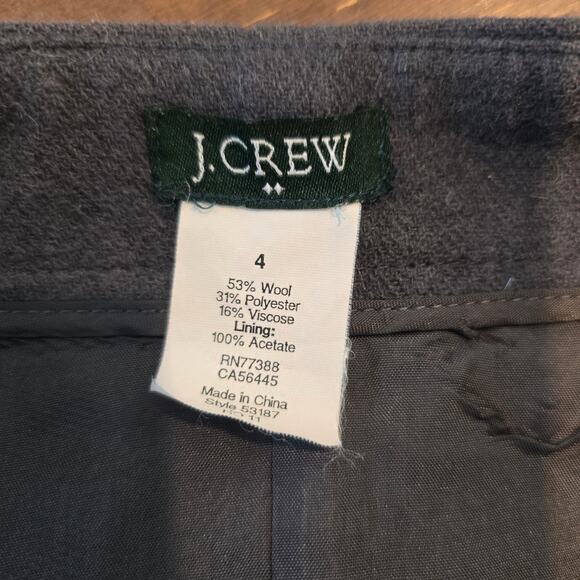 J.Crew Wool Blend Button-Front Mini Skirt Sz 4 S Gray Lined Patch Pockets Preppy - Picture 9 of 9